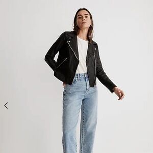Madewell The Washed Leather Motorcycle Jacket Size XS NWOT
